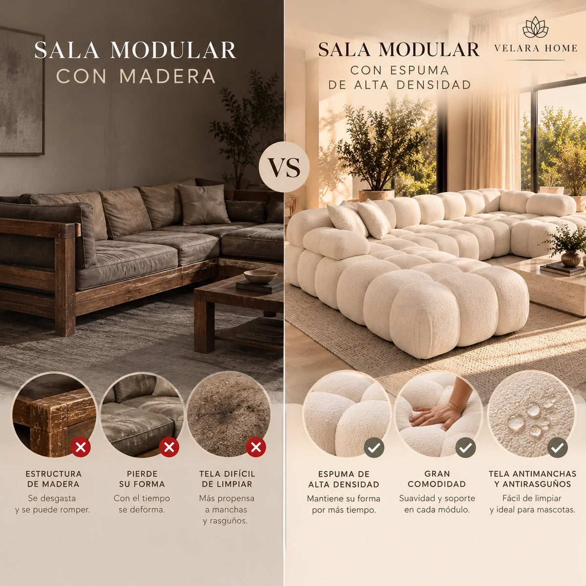 Sala Modular Luna — vs mueble tradicional