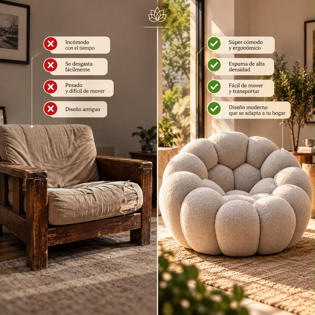 Sillón Redondo Nube — vs mueble tradicional