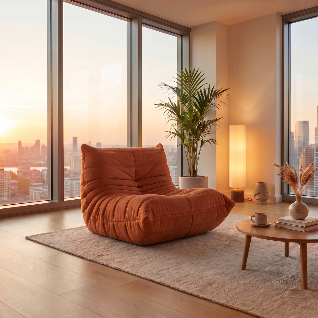 Velara Kern - sillón lounge terracota en departamento